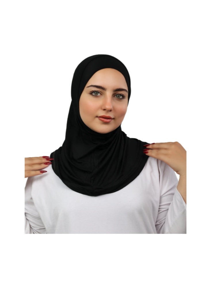 Piece Syrian Hijab Set (Open-Ended Bandana + Slip-on Khimar) - Premium Cotton Lycra - Multi-Colors - Image 1